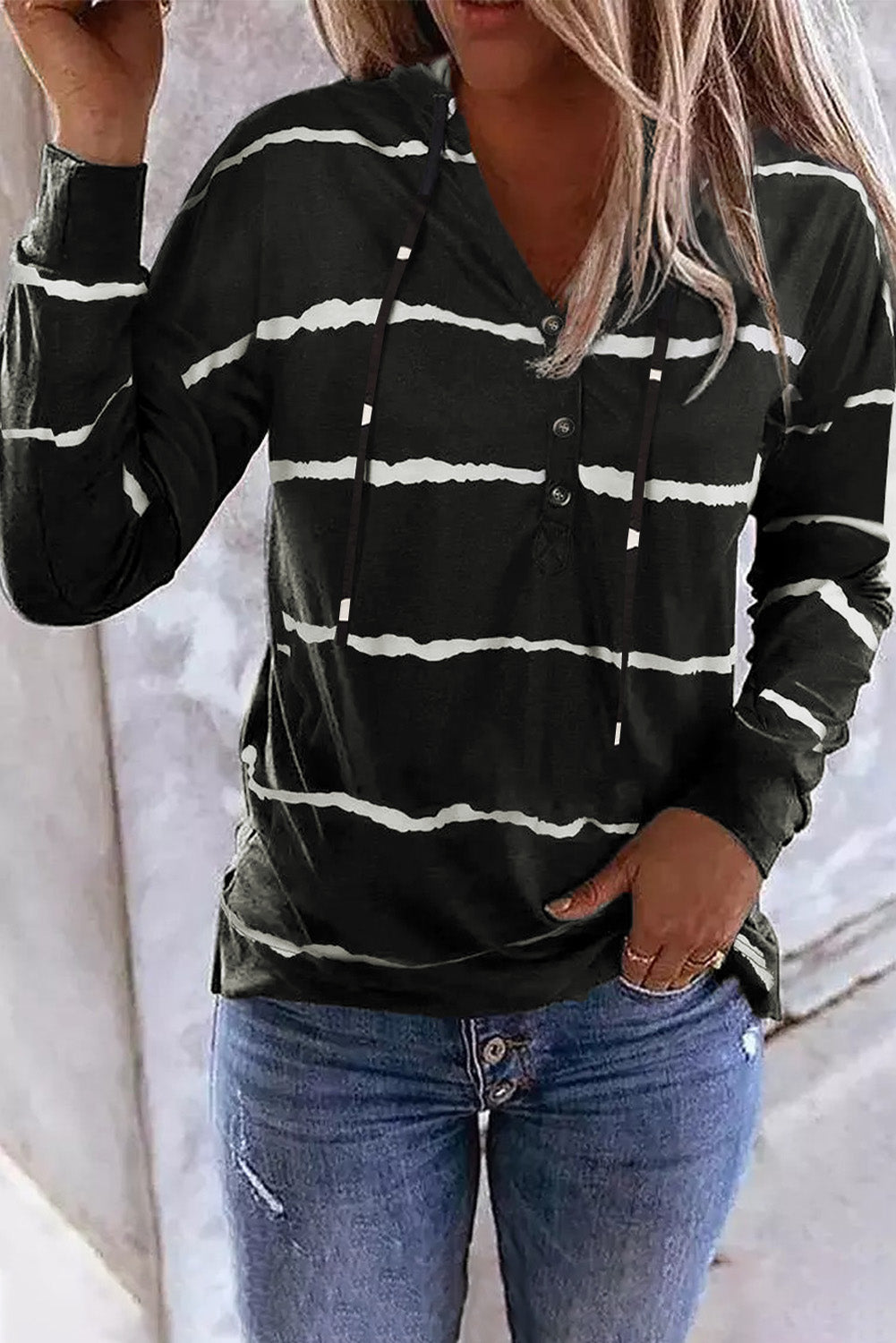 Black striped Hoodie